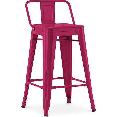 Tabouret Tolix avec petit dossier Pauchard Style - 60cm Blanc