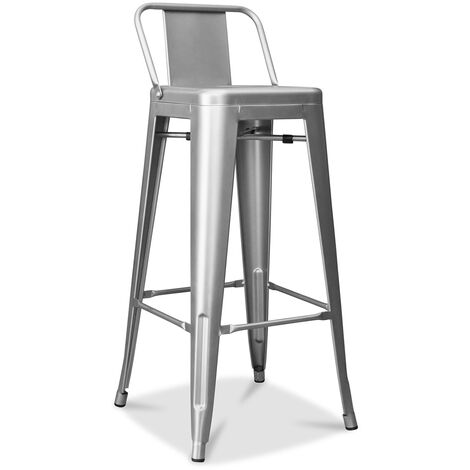 Tabouret Tolix avec petit dossier Pauchard Style - 76cm Acier