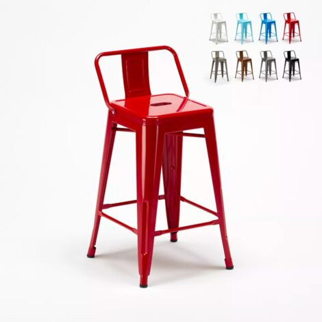 Tabouret Tolix industriel en acier avec dossier métallique bar cuisine STEEL TOP