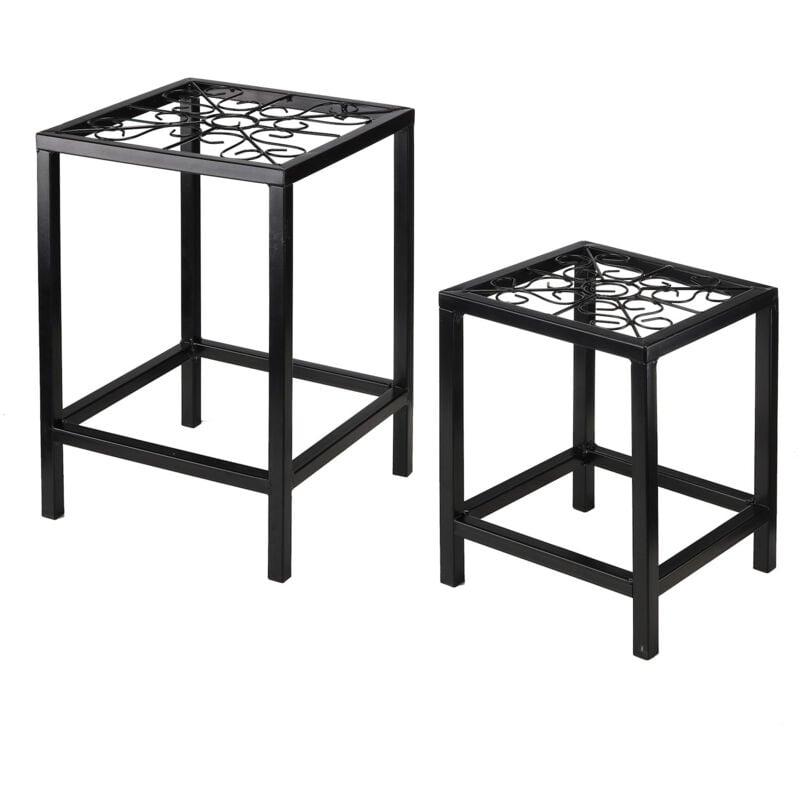 Tabouret végétal 2 parties - tabouret fleur en métal en 38 et 28 cm