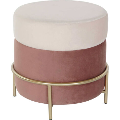 Tabouret velours rose élégant et confortable - Rose poudré et doré élégant