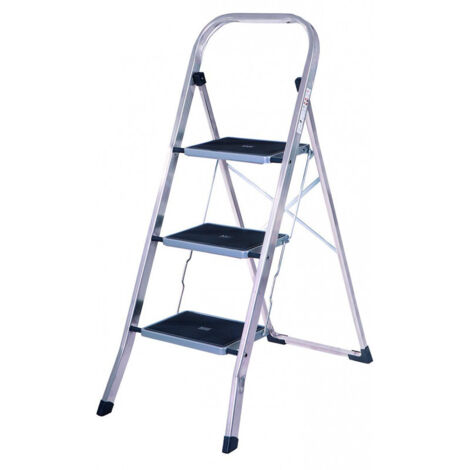 Tabouret Vigor en aluminium, marches larges Tommy, 3 marches
