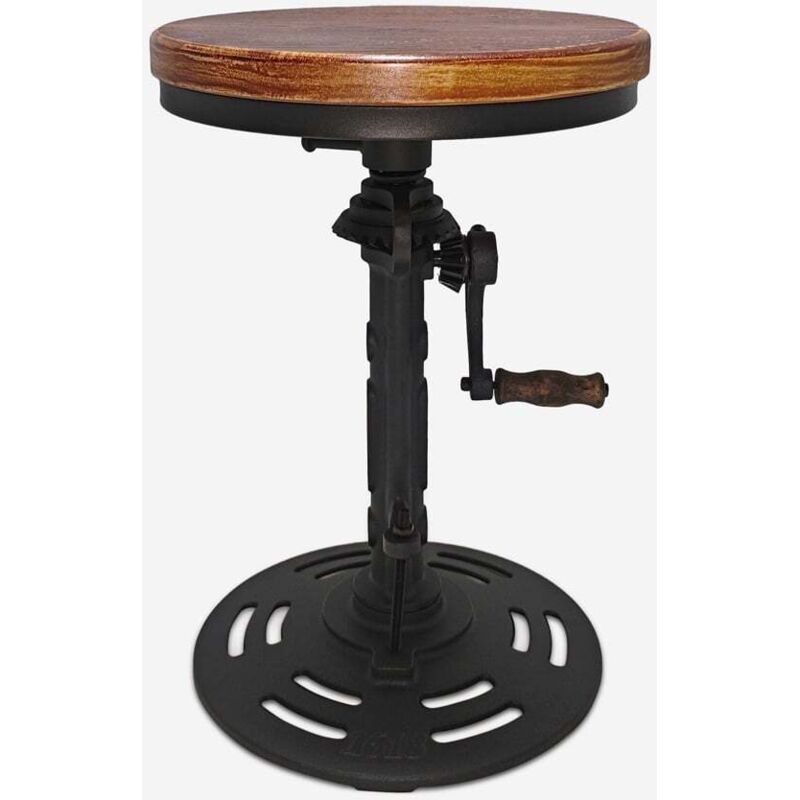 Ahd Amazing Home Design – Tabouret de bar vintage industriel réglable – Assise ronde en bois de pin – Hauteur 45-60 cm – Base circulaire en fer noir Ahd Amazing Home Design – Tabouret de bar vintage industriel réglable – Assise ronde en bois de pin – Hauteur 45-60 cm – Base circulaire en fer noir