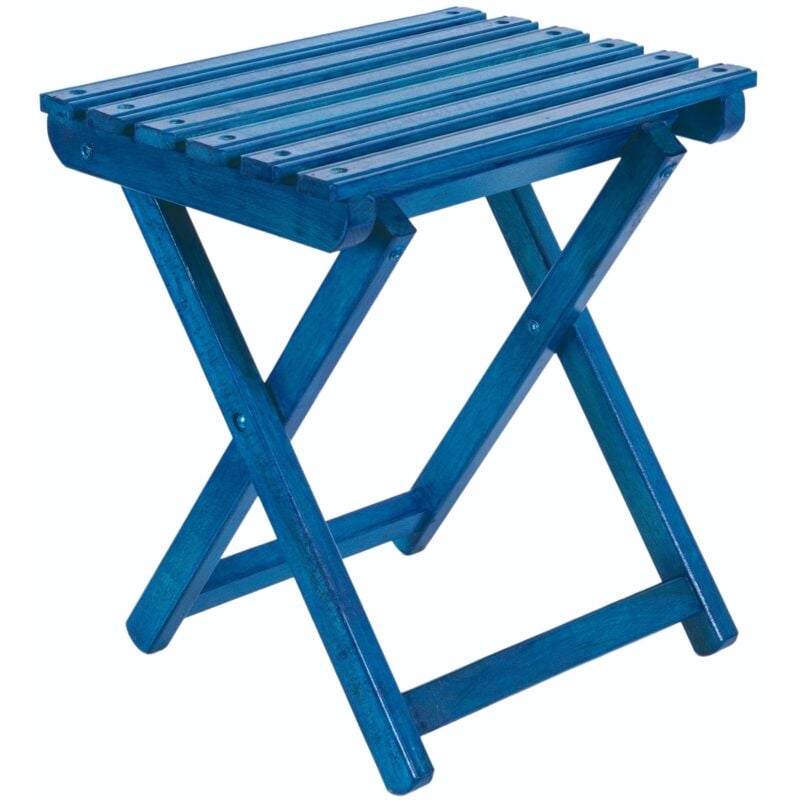 Well home mobiliario & decoración Tabouret peschor Pliable en Bois, Finition Bleue, 33x25x36 cm - Bleu