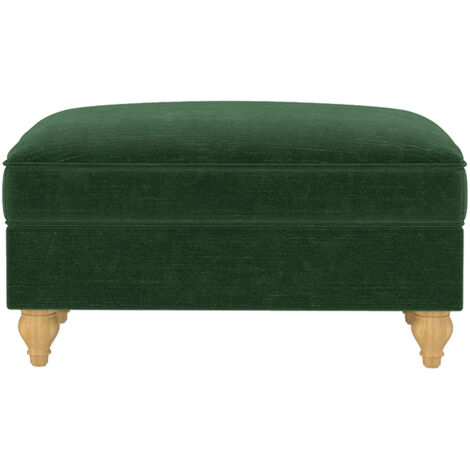 Tabouret Windsor en chenille vert, siège compact design moderne pour salon chambre bureau, assise élégante et confortable