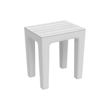 Tabouret Woody en PP effet bois Blanc 38 x 29 x 41,5 cm chaise tabouret de salle de bain Bianco