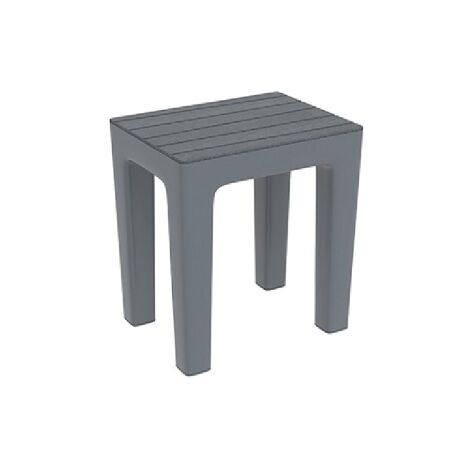 Tabouret Woody en PP effet bois Gris 38 x 29 x 41,5 cm chaise tabouret de salle de bain Grigio