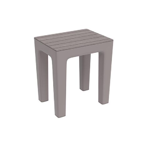 Tabouret Woody en PP effet bois gris tourterelle 38 x 29 x 41,5 cm chaise tabourets de salle de bain Tortora