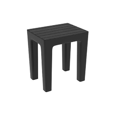 Tabouret Woody en PP effet bois Noir 38 x 29 x 41,5 cm chaise tabouret de salle de bain Nero