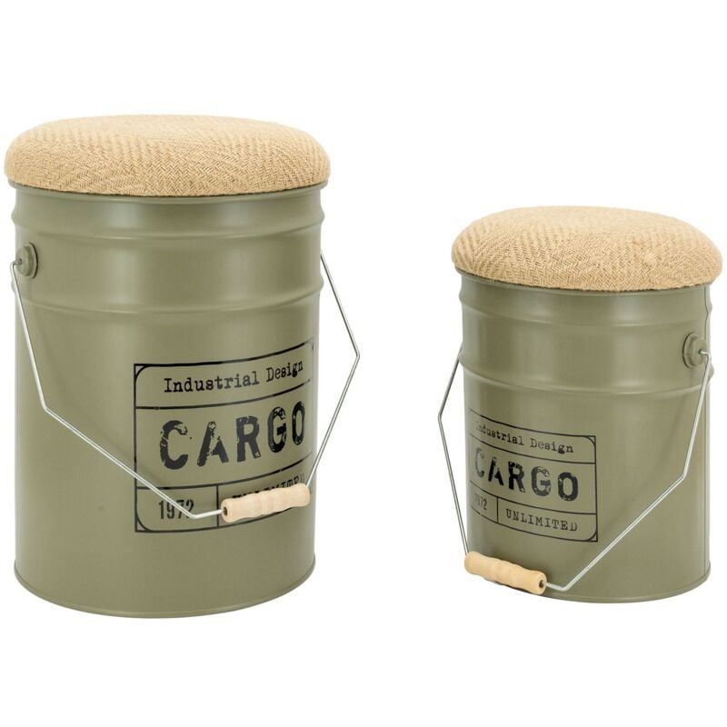 Tabouret/coffre en métal Cargo