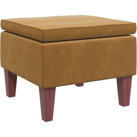 Tabouret,Repose-pied,Pouf avec pieds en bois Marron Velours CFW303014