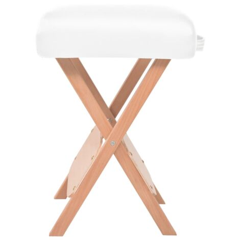 Tabouret，Repose-pied，Pouf de massage pliant avec siège 12 cm d'épaisseur Blanc CFW141734