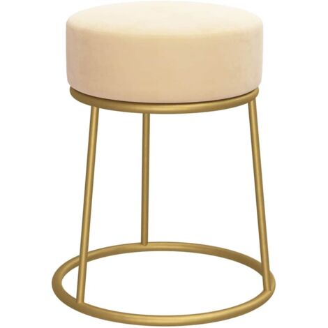 Tabouret,Repose-pied,Pouf rond Abricot Velours CFW807034