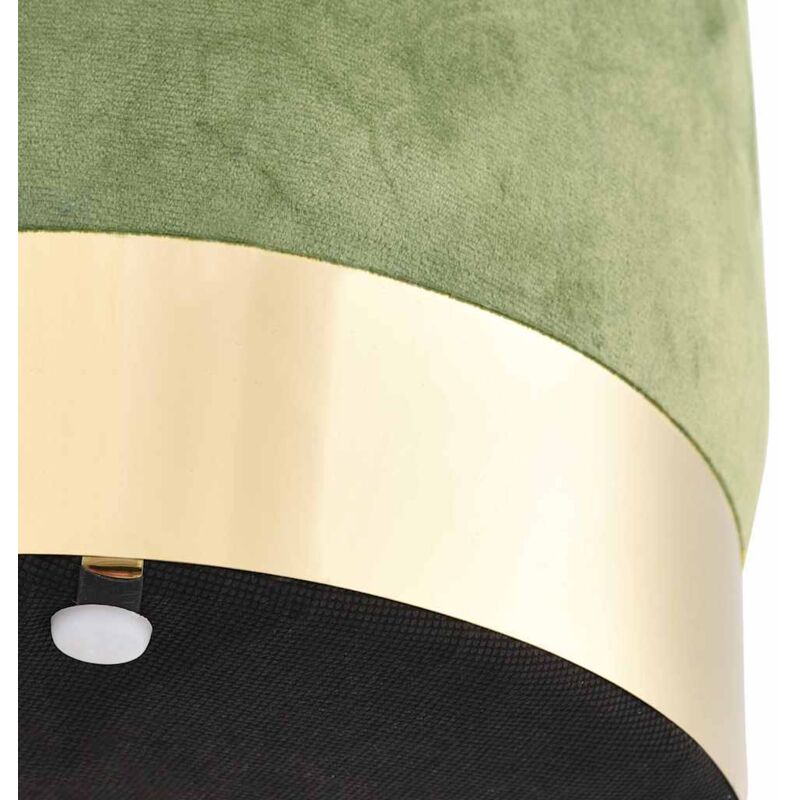 Tabouret，Repose-pied，Pouf Vert moutarde et doré Velours CFW168986