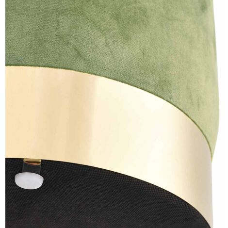 Tabouret，Repose-pied，Pouf Vert moutarde et doré Velours CFW168986