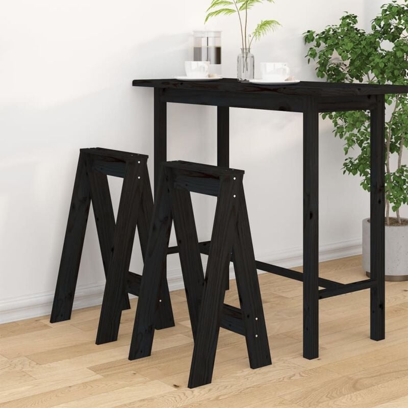 Vidaxl - Tabourets lot de 2 noir 40x40x75 cm bois massif de pin