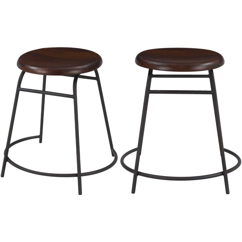 Lot de 2 tabourets en bois foncé - barney