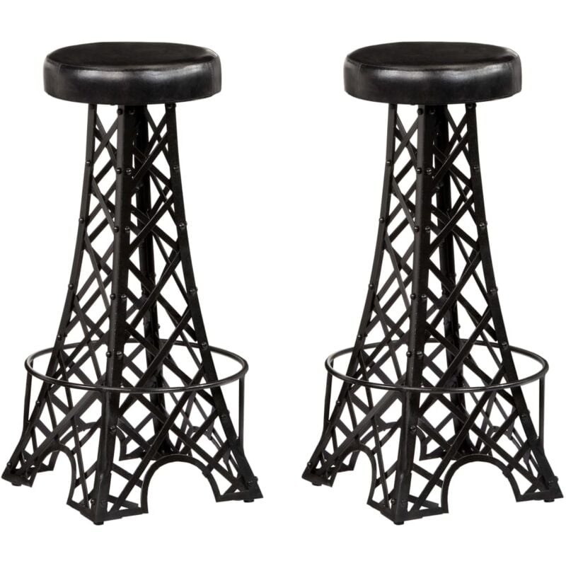 Vidaxl - Tabourets de bar lot de 2 cuir véritable