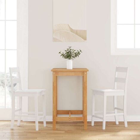 Vidaxl – Tabourets de bar 2 pcs blanc – Bois massif d'hévéa – Hauteur d'assise 60 cm – Design ergonomique et durable – Capacité 110 kg