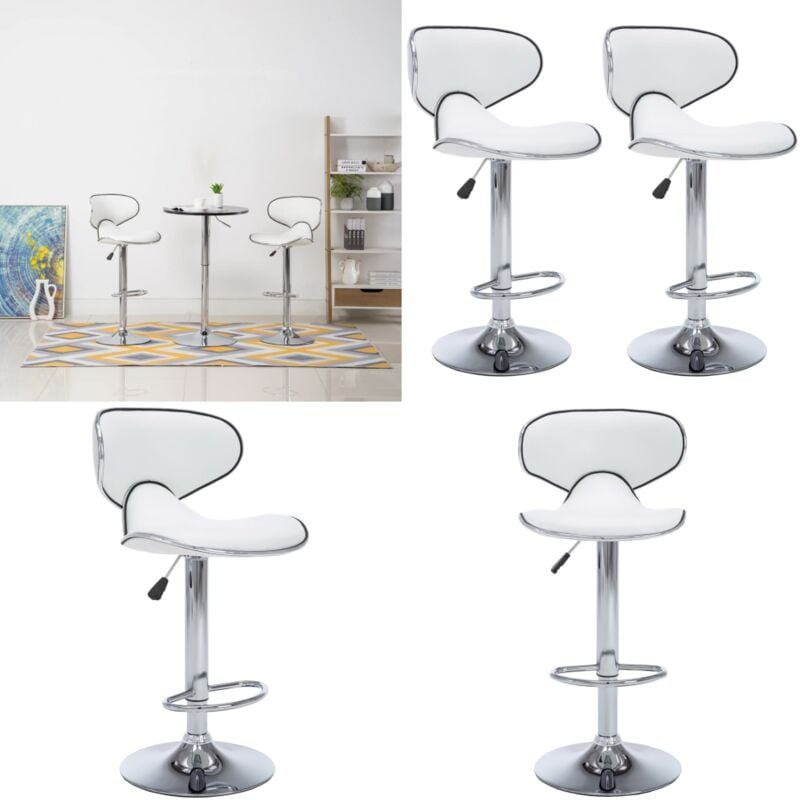 Vidaxl - Tabourets de bar 2 pcs blanc similicuir - Tabouret De Bar - Chaise De Bar - Tabourets De Cuisine - Meubles De Salle à Manger - Simuli Cuir
