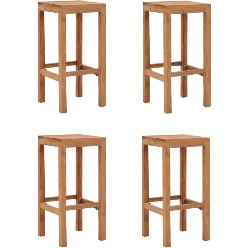 tabourets de bar lot de 4 - tabourets hauts - chaises fauteuil de bar bois de teck solide vidaxl