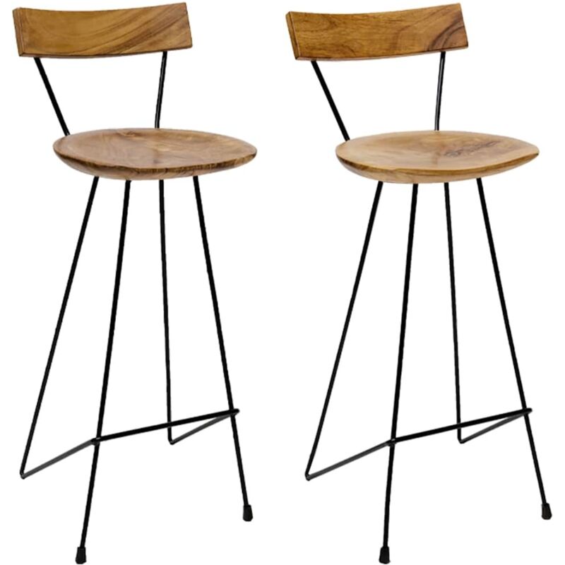 Vidaxl - Tabourets de bar lot de 2 bois de teck massif