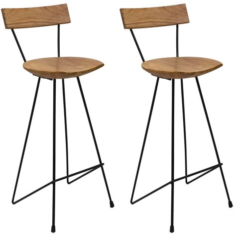 Tabourets de bar 2 pcs Bois de teck massif