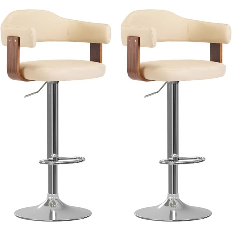 Vidaxl - Tabourets de bar lot de 2 crème bois courbé et similicuir