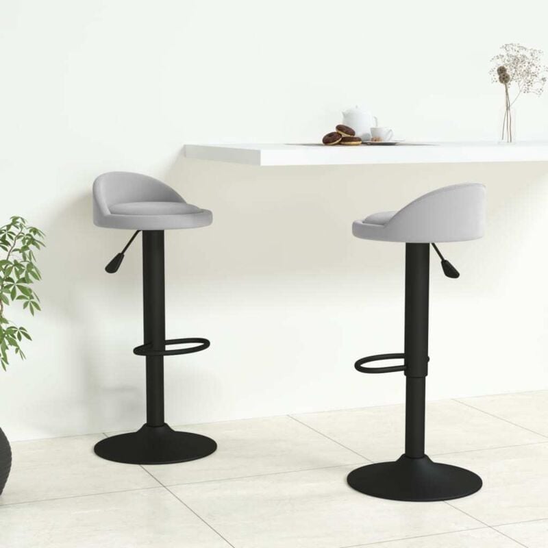 Vidaxl - Tabourets de bar lot de 2 gris clair velours