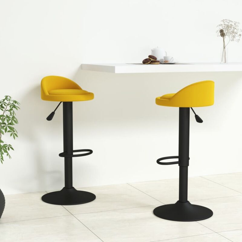 Sgabelli Da Bar 2 Pz Gialli In Velluto Vidaxl 885630