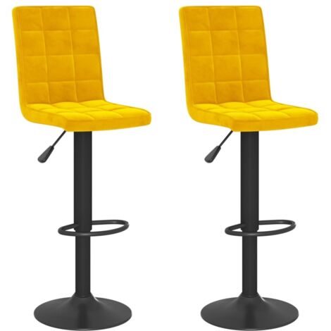 Tabourets de bar 2 pcs Jaune moutarde Velours 13