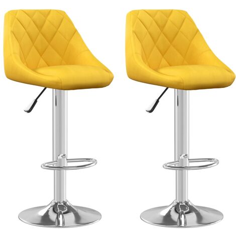 Tabourets de bar 2 pcs Jaune moutarde Velours 7