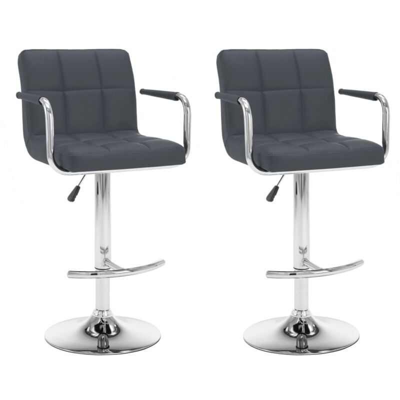 Vidaxl - Tabourets de bar lot de 2 gris similicuir