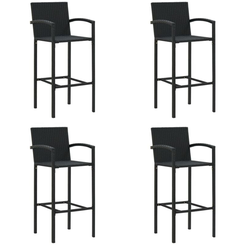 Vidaxl - Tabourets de bar lot de 4 noir résine tressée