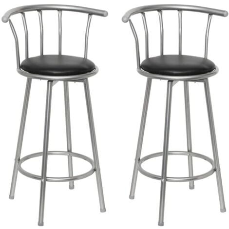 Tabourets de bar 2 pcs Noir Similicuir