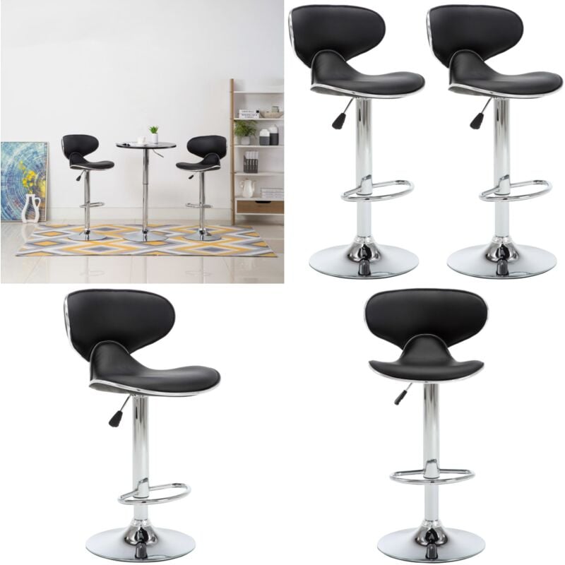 Vidaxl - Tabourets de bar 2 pcs noir similicuir - Tabouret De Bar - Chaise De Bar - Meuble De Cuisine - Mobilier Moderne - Simuli Cuir - Home & Living
