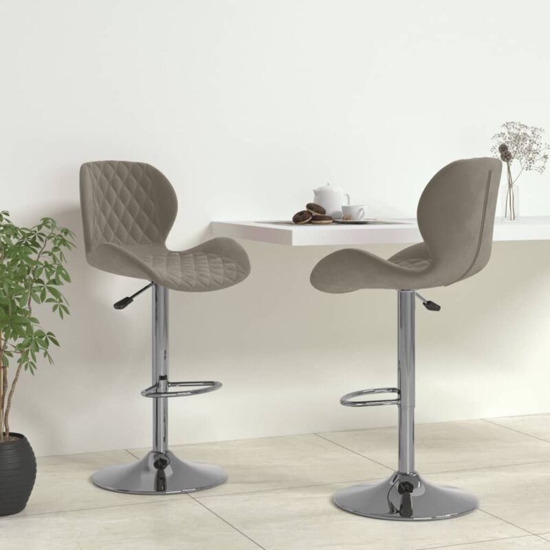 Vidaxl - Tabourets de bar lot de 2 gris clair velours