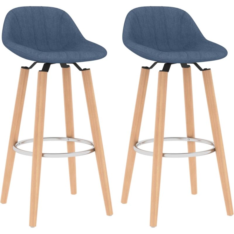 Vidaxl - Tabourets de bar lot de 2 bleu tissu