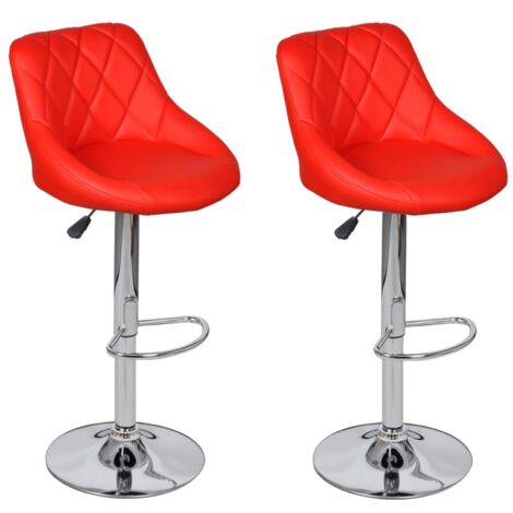 Tabourets de bar 2 pcs Rouge Similicuir