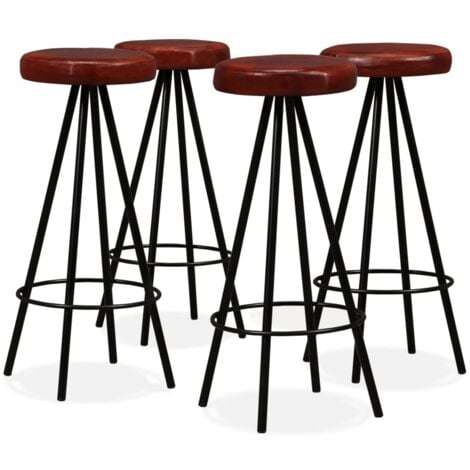 Tabourets de bar 4 pcs Cuir véritable