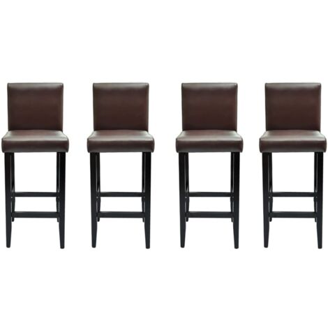 Tabourets de bar 4 pcs Marron foncé Similicuir