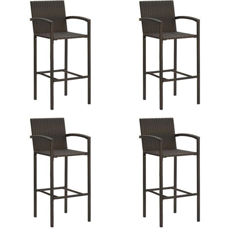 Tabourets de bar 4 pcs Marron Résine tressée