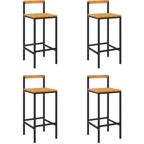 Tabourets de bar 4 pcs noir résine tressée et bois d'acacia