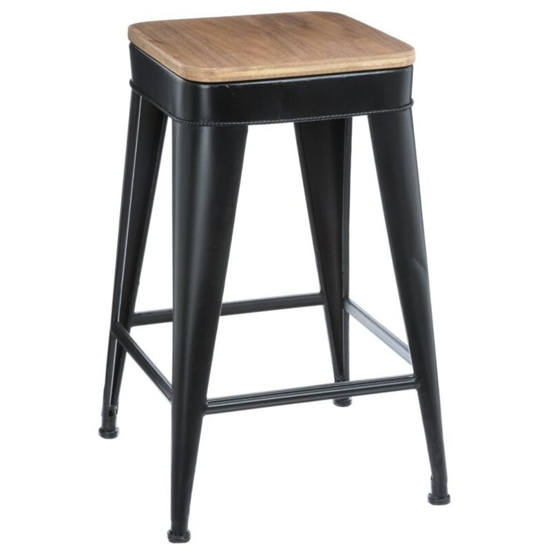 Tabouret Joris en métal - L 38 x l 38 x H 59,9 cm - Noir - Livraison gratuite