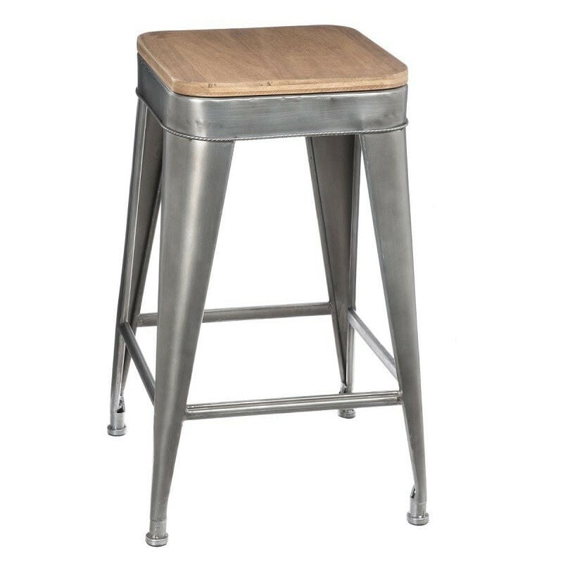 Atmosphera - Tabouret haut Joris métal gris