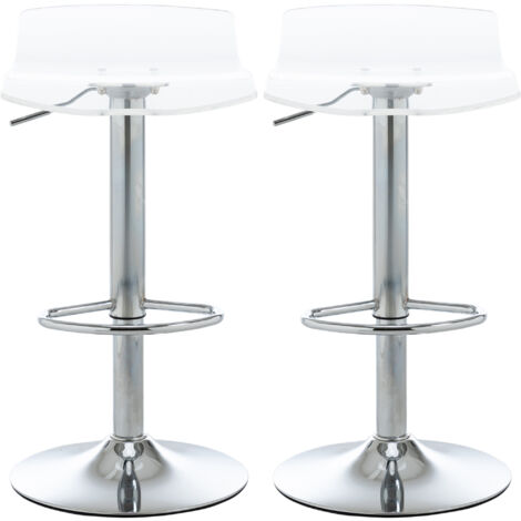 Tabourets de bar au design contemporain, avec assises en acrylique et bases en métal — pivotants à 360°, réglables en hauteur, avec repose-pieds et un design transparent,Lot de 2