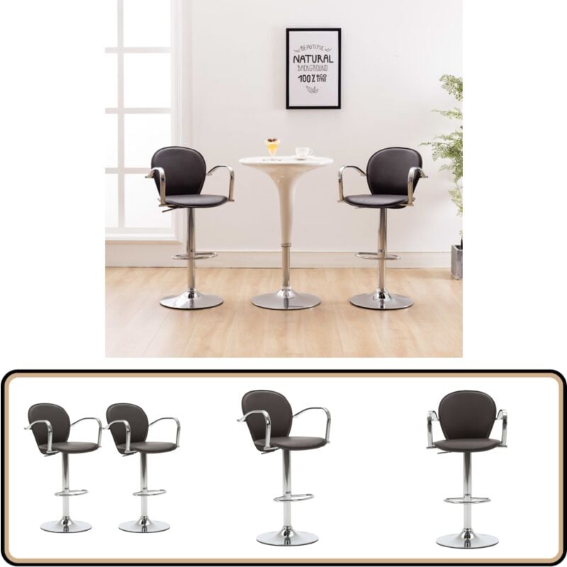 Vidaxl - Tabourets de bar avec accoudoir lot de 2 marron similicuir - Tabouret De Bar - Tabouret De Pub - Fauteuil De Bar - Chaise De Bar - Simuli