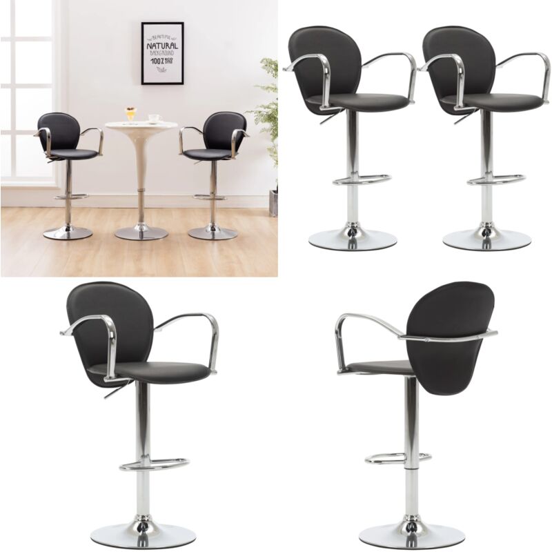 Vidaxl - Tabourets de bar avec accoudoir lot de 2 noir similicuir - Tabouret De Bar - Tabouret De Comptoir - Tabouret Pivotant - Tabouret Avec