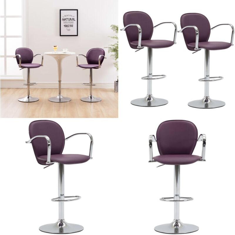 Vidaxl - Tabourets de bar avec accoudoir lot de 2 violet similicuir - Tabouret De Bar - Tabouret De Pub - Chaise De Bar - Fauteuil De Bar - Simuli