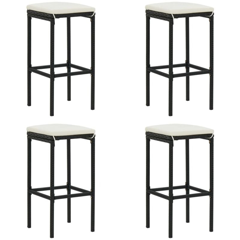 Vidaxl - Tabourets de bar avec coussins lot de 4 noir résine tressée